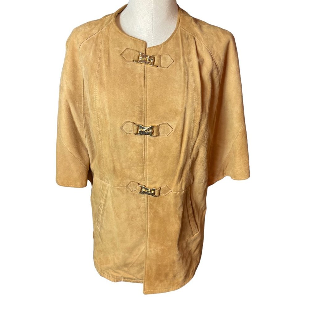 Suede Originals by Altman of Dallas Vintage 1970s Camel Tan Suede Cape